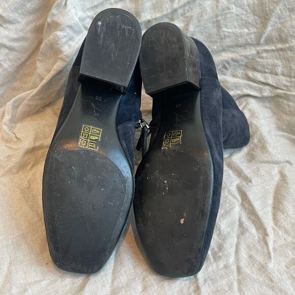 Joie Suede Blue Block Heel Angle Boot With Cushioned Sole - 39 - Picture 6 of 6